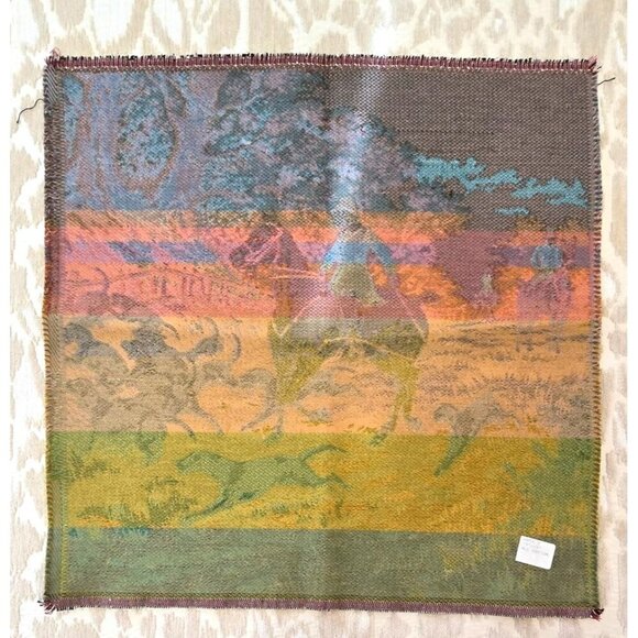 Vintage Equestrian Medieval Hunting Scene Tapestry 19 x19 Inches Made in France - Picture 5 of 8